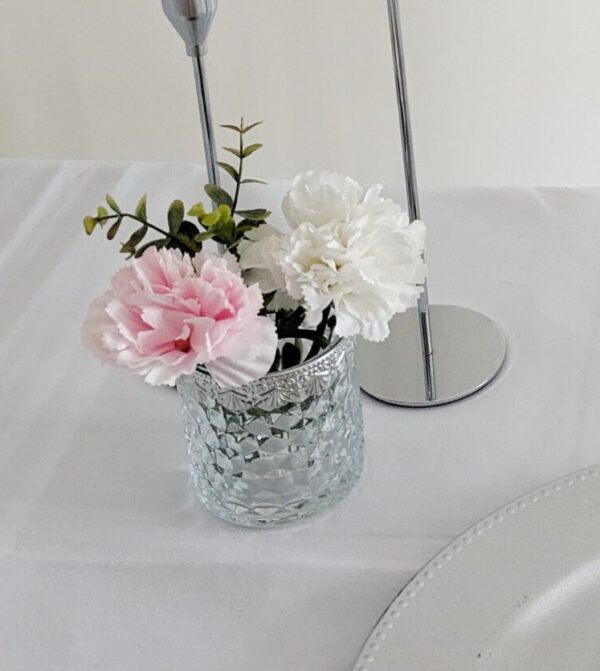 Teelichthalter Glas mit Silberrand 3er Set