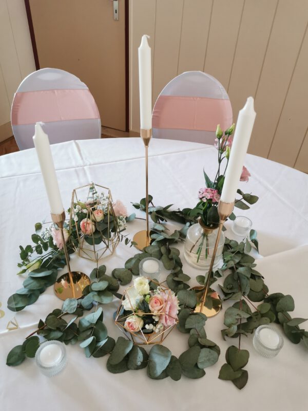 Dekoverleih Bad Driburg Hochzeit Heiraten Deko mieten leihen Kerzenständer Gold filigran 3er Set