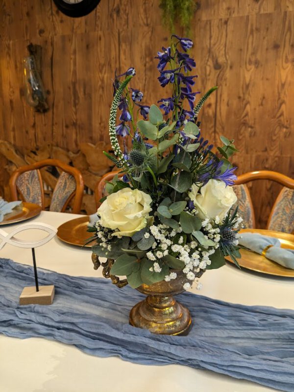 Blumenschale antik Gold klein auf Fuß