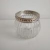 Teelichthalter Glas gerillt mit Metallrand