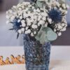 Vase blau mit Rauten 13cm