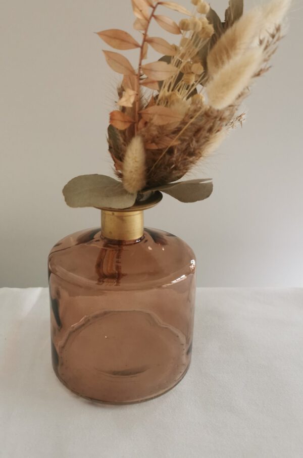 Vase braun mit Flaschenhals in Gold