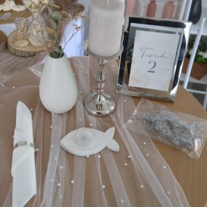 Dekoverleih Bad Driburg Hochzeit Heiraten Teelichthalter weiß Fisch Taufe Kommunion Konfirmation