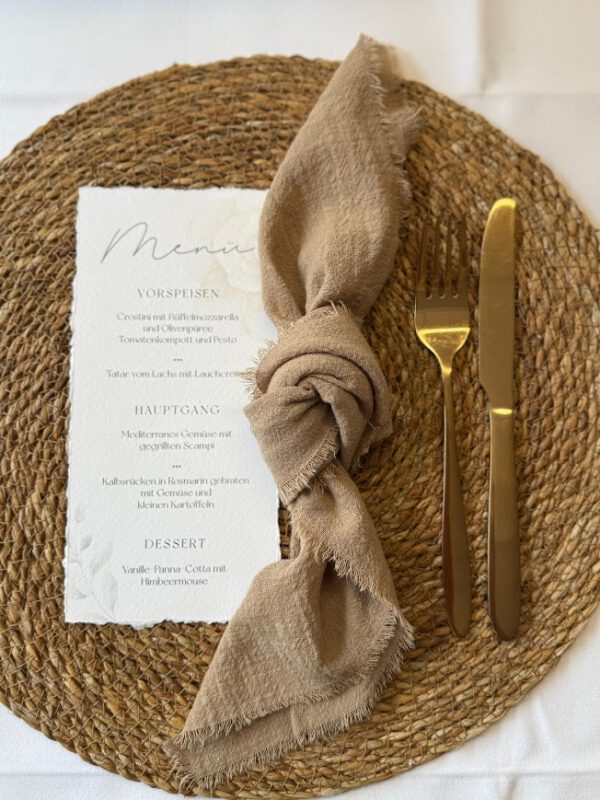 Hochzeit Heiraten Dekoverleih Stoffserviette Mocca