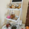 Dekoverleih Bad Driburg Hochzeit Heiraten Deko mieten leihen Candy Bar Regal weiß mit Tafel