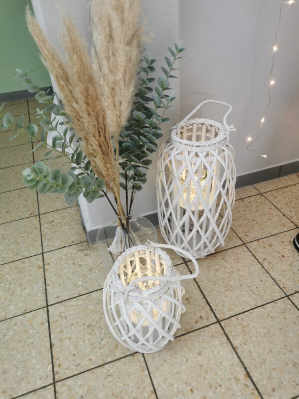 Dekoverleih Bad Driburg Hochzeit Heiraten Deko mieten leihen Laterne Weide 4er Set weiß