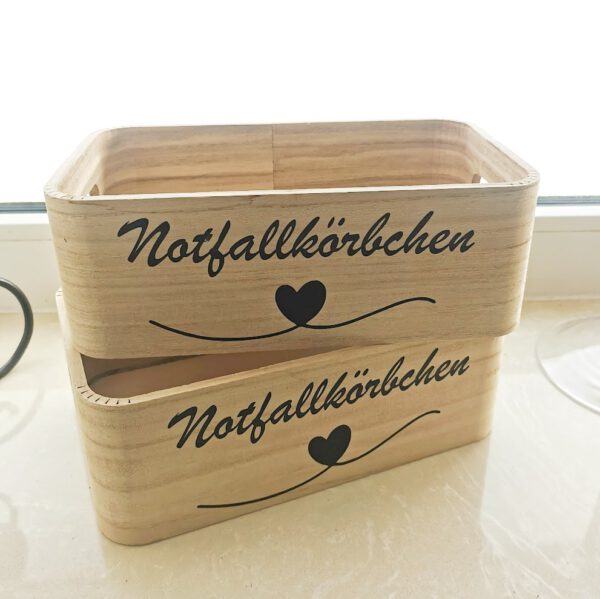 Notfallkörbchen - Holz mit Schriftzug