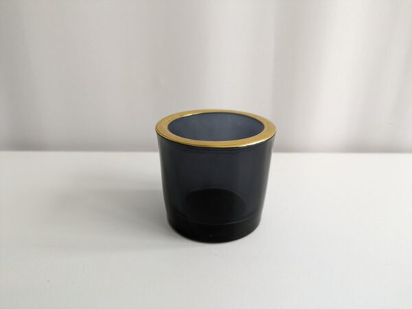 Teelichthalter navy blau Goldrand – Bild 3