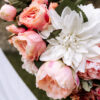 Hochzeit Heiraten Dekoverleih traubogengesteck rosa