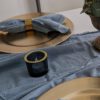 Teelichthalter navy blau Goldrand