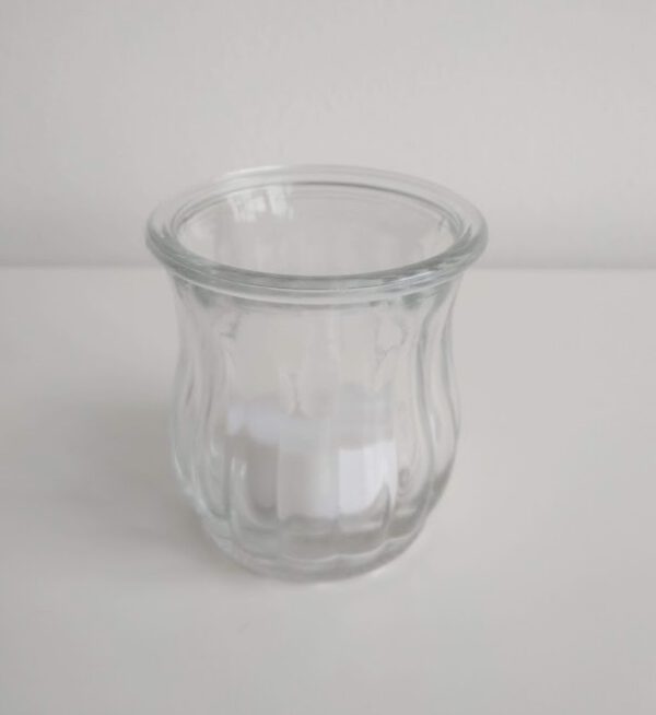 Teelichthalter Glas gerillt groß – Bild 2