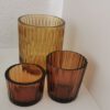 Teelichthalter Glas Bernstein Braun groß – Bild 3