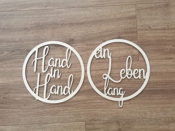 Stuhldeko - Hand in Hand ein Leben lang rund Holz 24cm