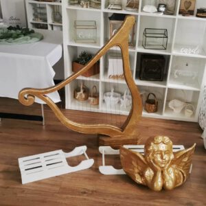 Deko Harfe gold groß