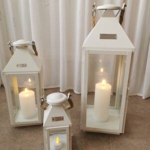 Laterne 3er Set weiß Metall