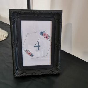 Bilderrahmen Tischnummer schwarz Barock