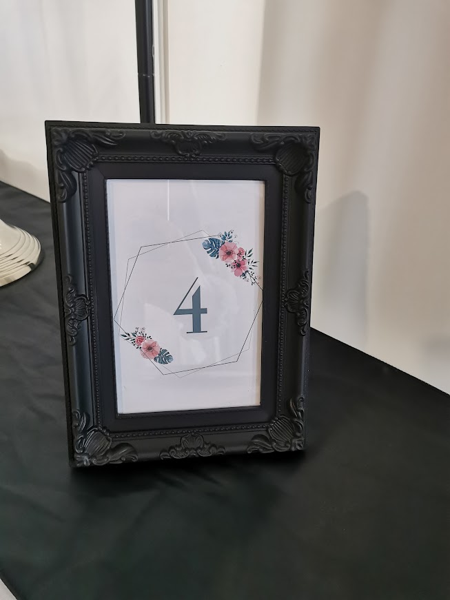 Bilderrahmen Tischnummer schwarz Barock