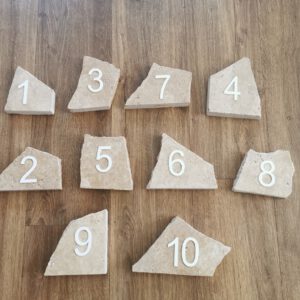 Tischnummer Travertin Stein Zahl 1-10