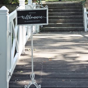 Willkommen Ständer Metall weiß 120cm